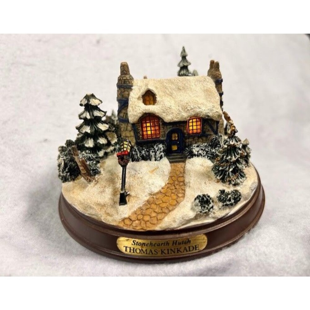Thomas Kinkade Stonehearth Hutch Lighted Christmas Village Figurine Snow Trees
